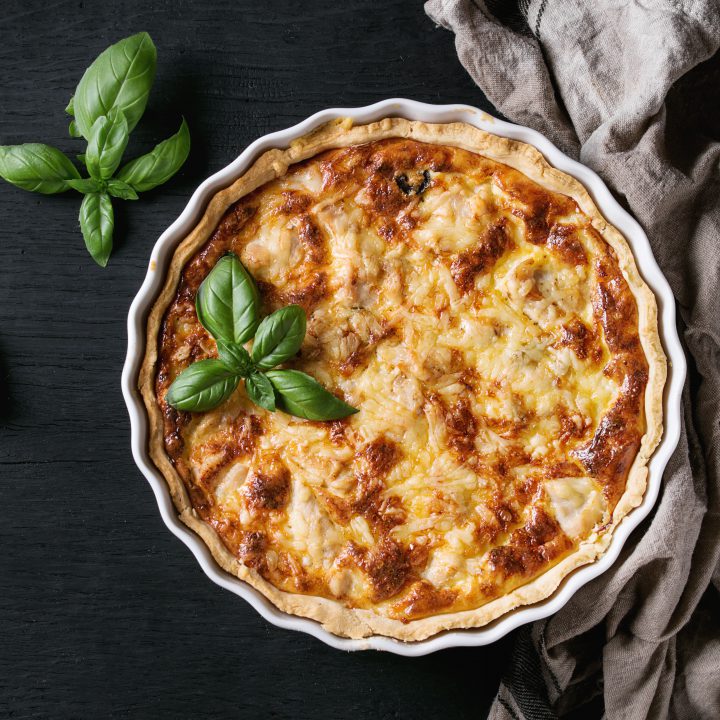 Baked quiche pie with greens